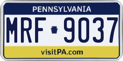 PA license plate MRF9037