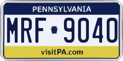 PA license plate MRF9040