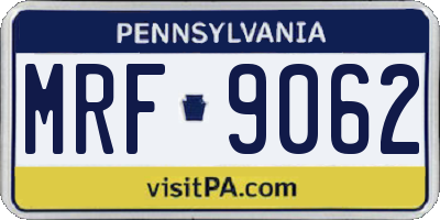 PA license plate MRF9062
