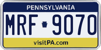 PA license plate MRF9070