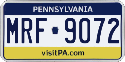 PA license plate MRF9072