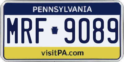 PA license plate MRF9089