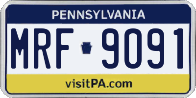 PA license plate MRF9091