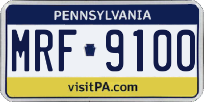 PA license plate MRF9100