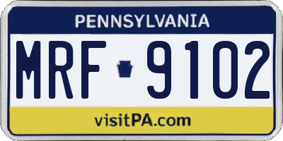 PA license plate MRF9102