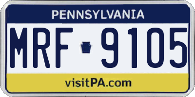 PA license plate MRF9105