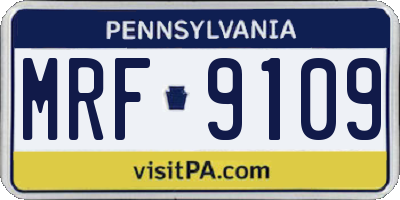 PA license plate MRF9109