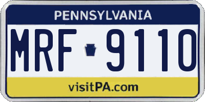 PA license plate MRF9110