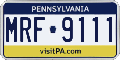 PA license plate MRF9111