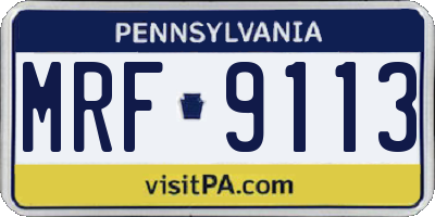 PA license plate MRF9113