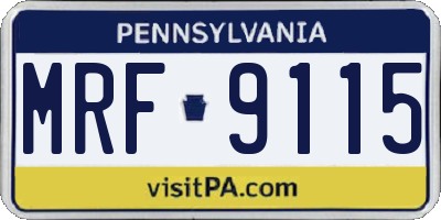 PA license plate MRF9115