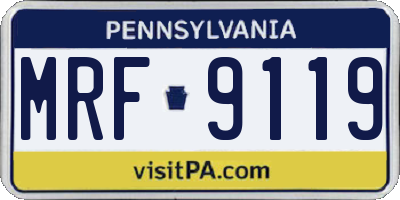PA license plate MRF9119