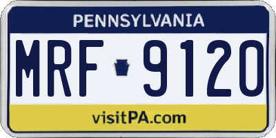 PA license plate MRF9120