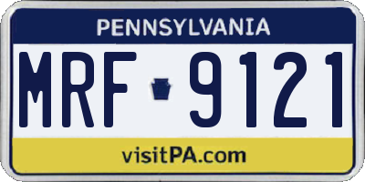 PA license plate MRF9121