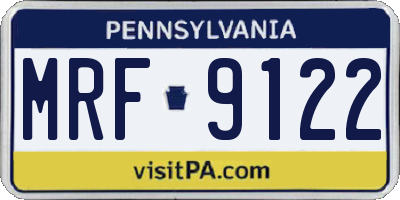 PA license plate MRF9122