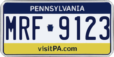 PA license plate MRF9123