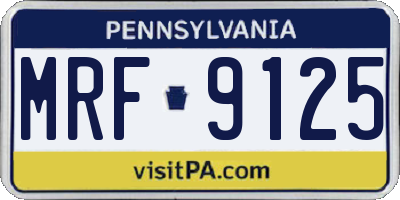 PA license plate MRF9125