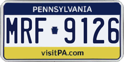 PA license plate MRF9126