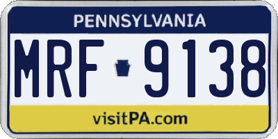 PA license plate MRF9138