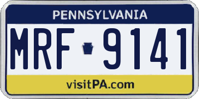 PA license plate MRF9141