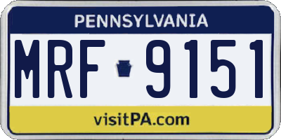 PA license plate MRF9151