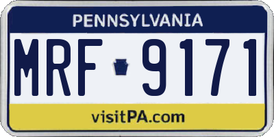 PA license plate MRF9171