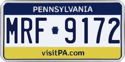 PA license plate MRF9172