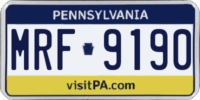 PA license plate MRF9190