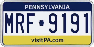 PA license plate MRF9191