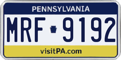 PA license plate MRF9192