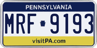 PA license plate MRF9193