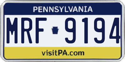 PA license plate MRF9194