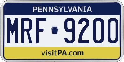 PA license plate MRF9200