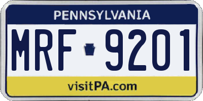 PA license plate MRF9201