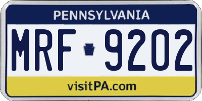 PA license plate MRF9202