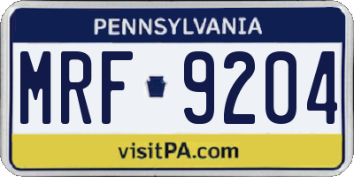 PA license plate MRF9204