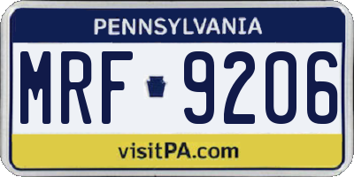 PA license plate MRF9206
