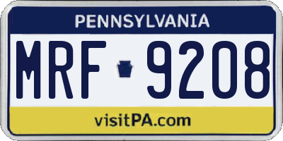 PA license plate MRF9208
