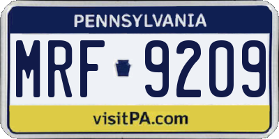 PA license plate MRF9209