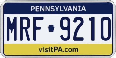 PA license plate MRF9210