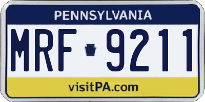 PA license plate MRF9211