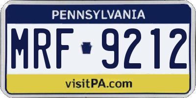 PA license plate MRF9212
