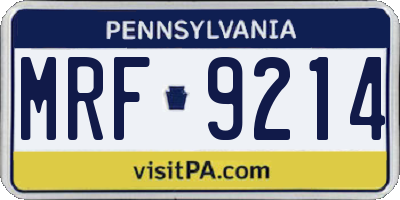 PA license plate MRF9214