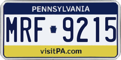 PA license plate MRF9215