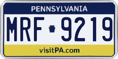 PA license plate MRF9219