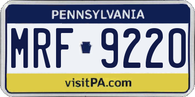 PA license plate MRF9220