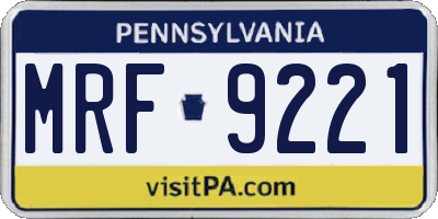 PA license plate MRF9221
