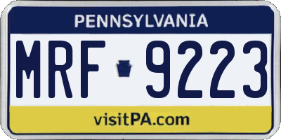 PA license plate MRF9223