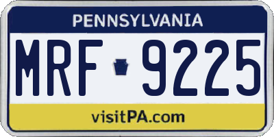 PA license plate MRF9225