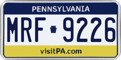 PA license plate MRF9226